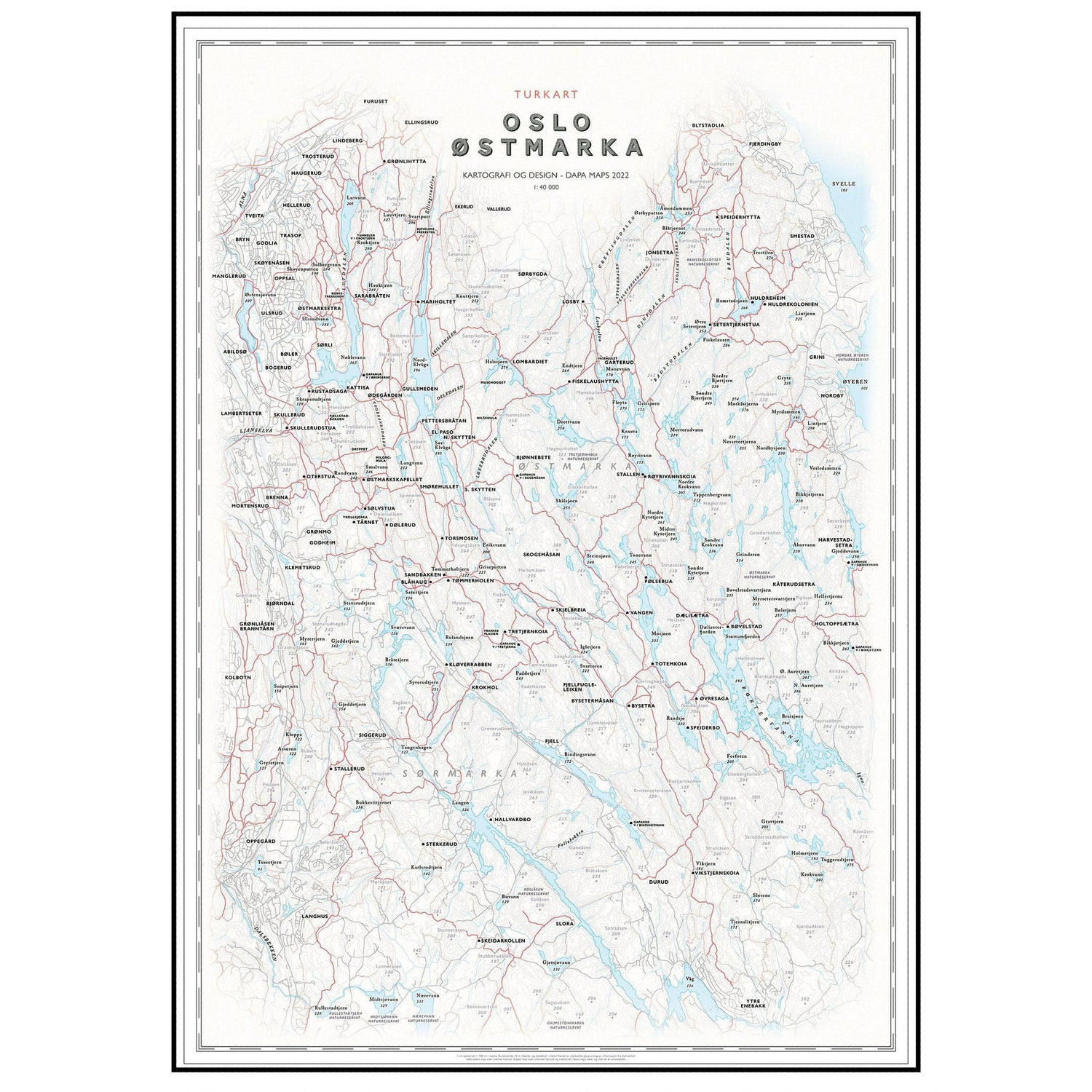 Turkart Oslo Østmarka-Posters, Prints, & Visual Artwork-Dapa Maps-Hyttefeber