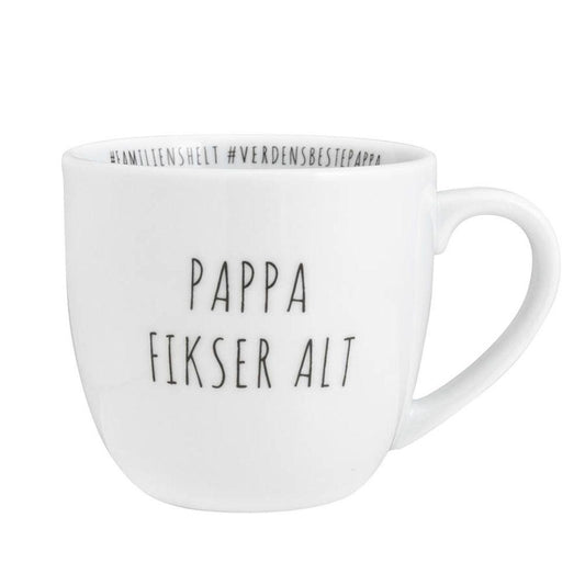 Hashtagkrus: Pappa Fikser Alt - 38cl-Kopper og Krus-Porsgrunds Porselænsfabrik-Hyttefeber