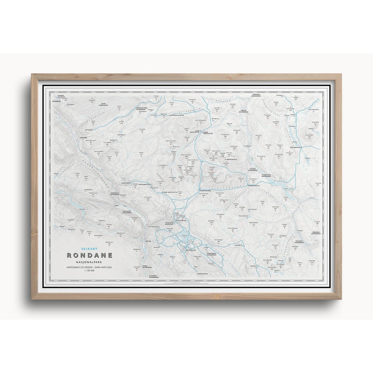 Skikart Rondane (50x70 cm)-Maps-Dapamaps-Hyttefeber