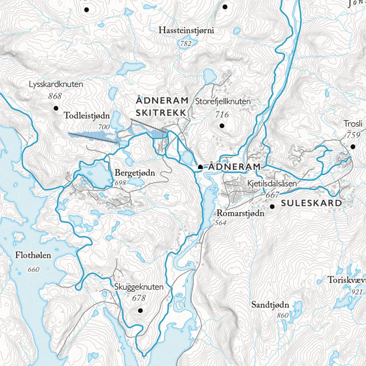 Skikart Sirdal (50x70 cm)-Maps-Dapamaps-Hyttefeber