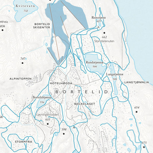 Skikart Bortelid (50x70 cm)-Maps-Dapamaps-Hyttefeber