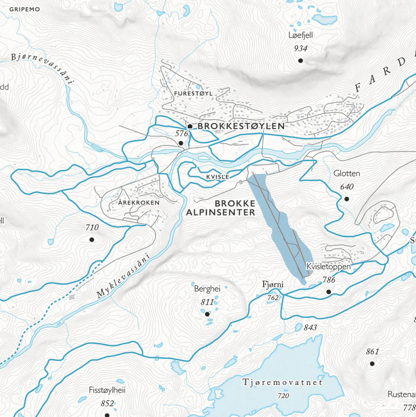Skikart Brokke (50x70cm)-Maps-Dapamaps-Hyttefeber