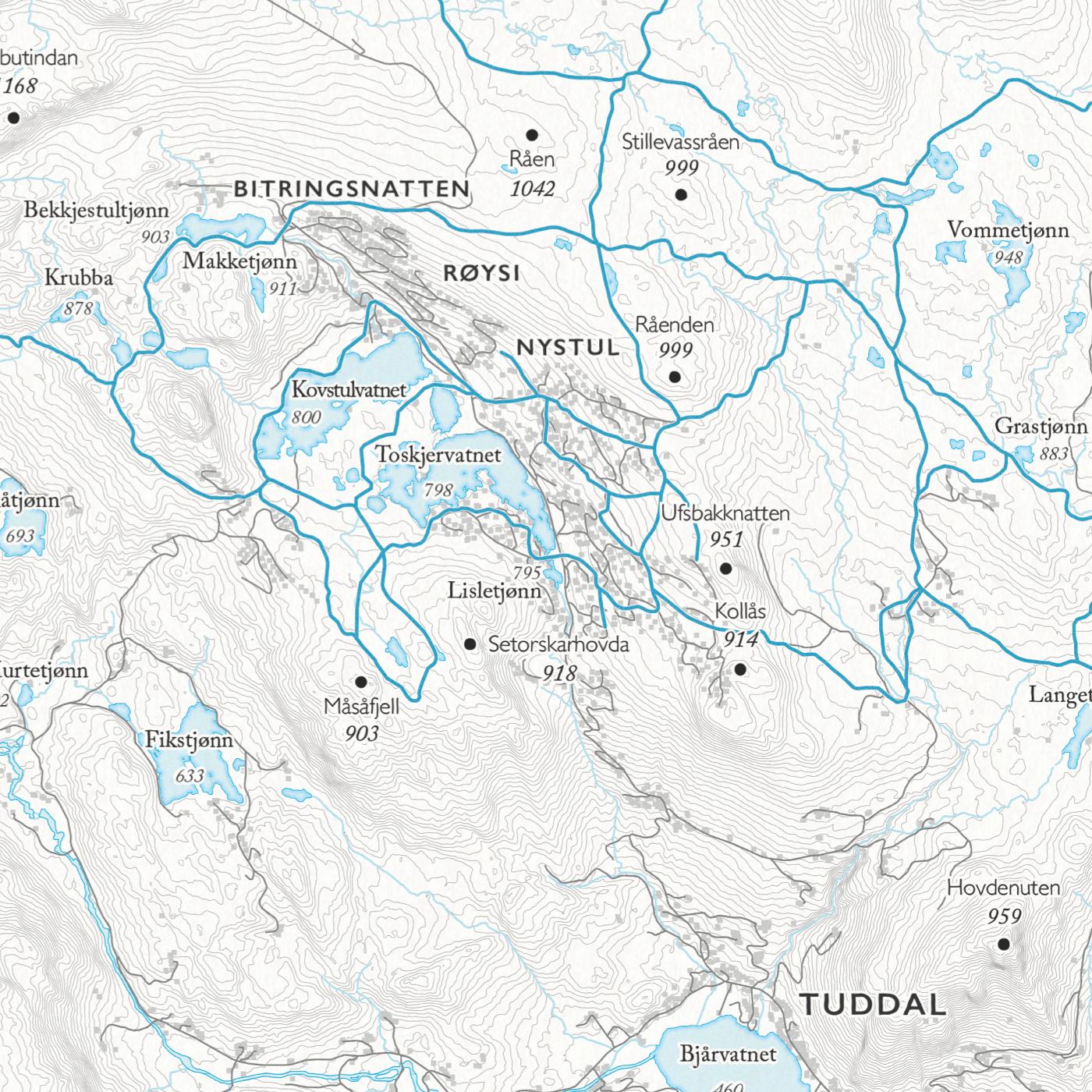 Skikart Gausta-Tuddal (50x70 cm)-Maps-Dapamaps-Hyttefeber