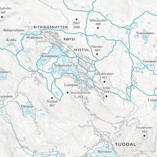 Skikart Gausta-Tuddal (50x70 cm)-Maps-Dapamaps-Hyttefeber