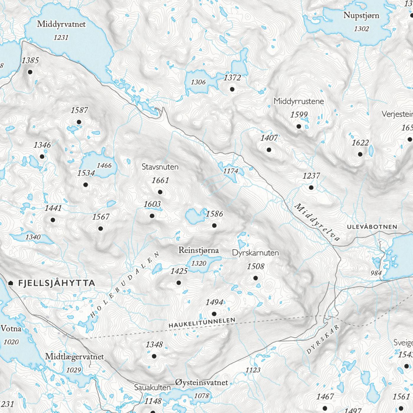 Skikart Haukelifjell -(50x70 cm)-Maps-Dapamaps-Hyttefeber