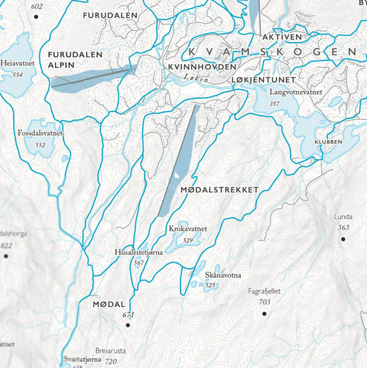 Skikart Kvamskogen (50x70 cm)-Maps-Dapamaps-Hyttefeber