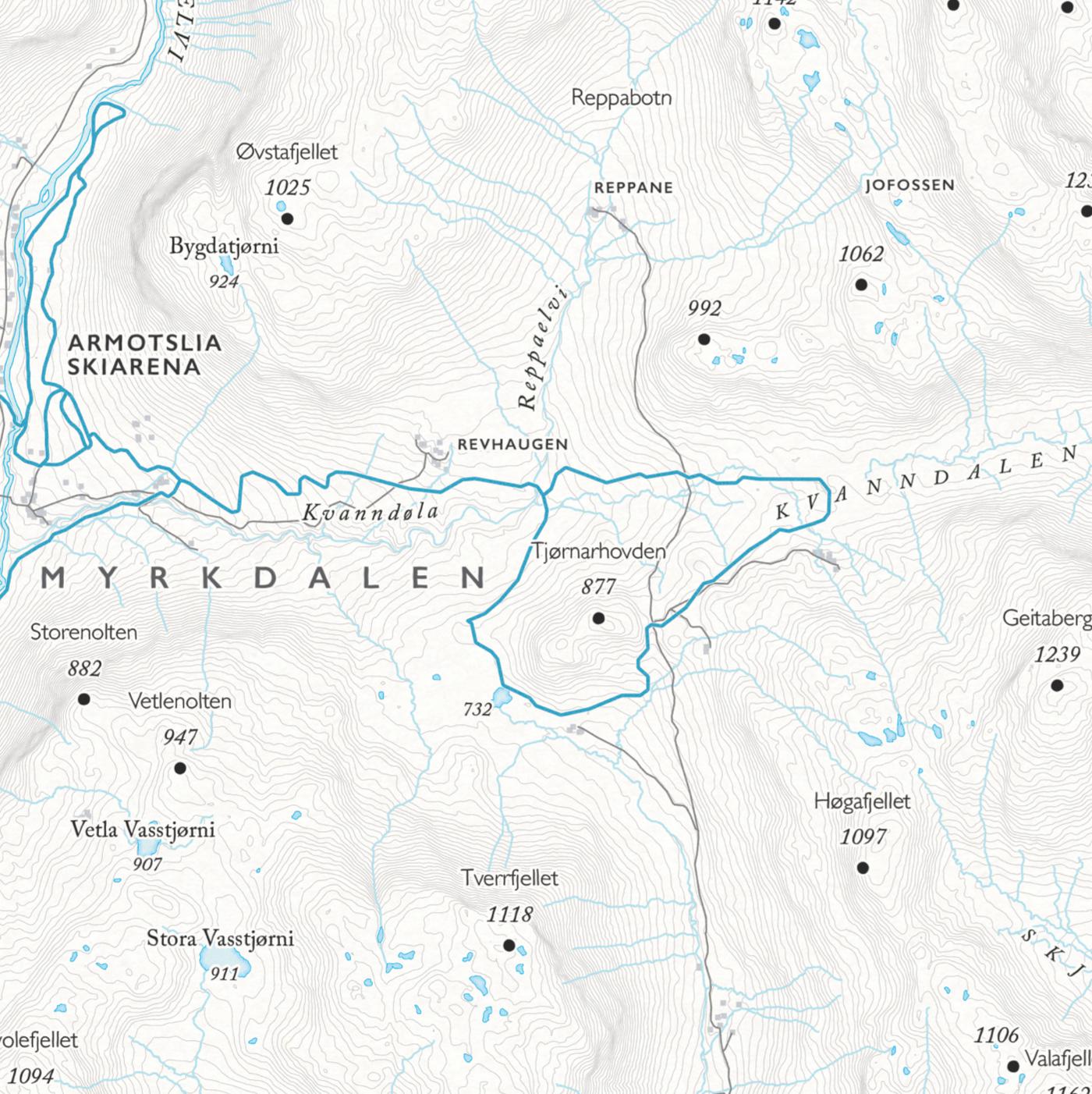 Skikart Myrkdalen (50x70 cm)-Maps-Dapamaps-Hyttefeber