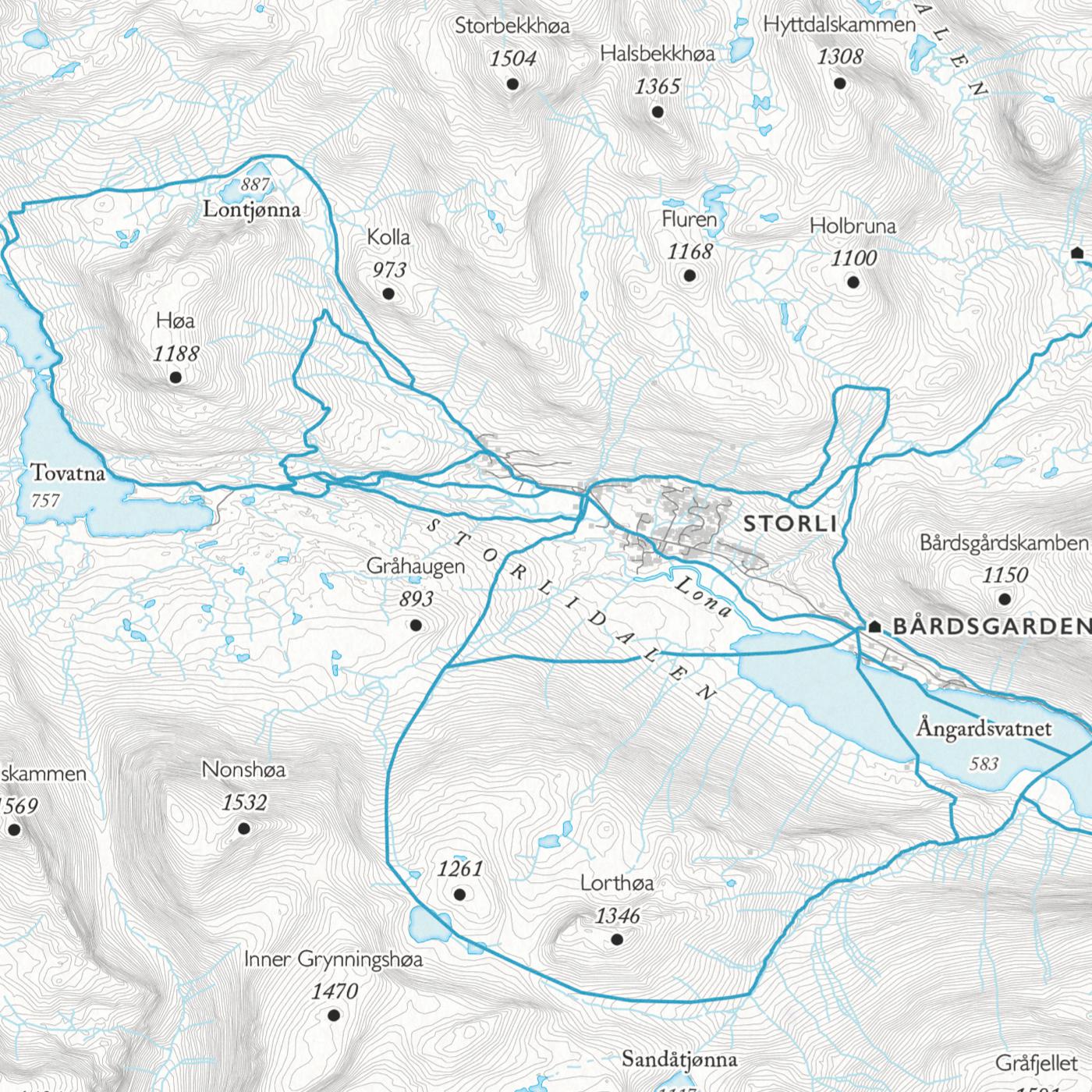 Skikart Oppdal (50x70 cm)-Maps-Dapa Maps-Hyttefeber