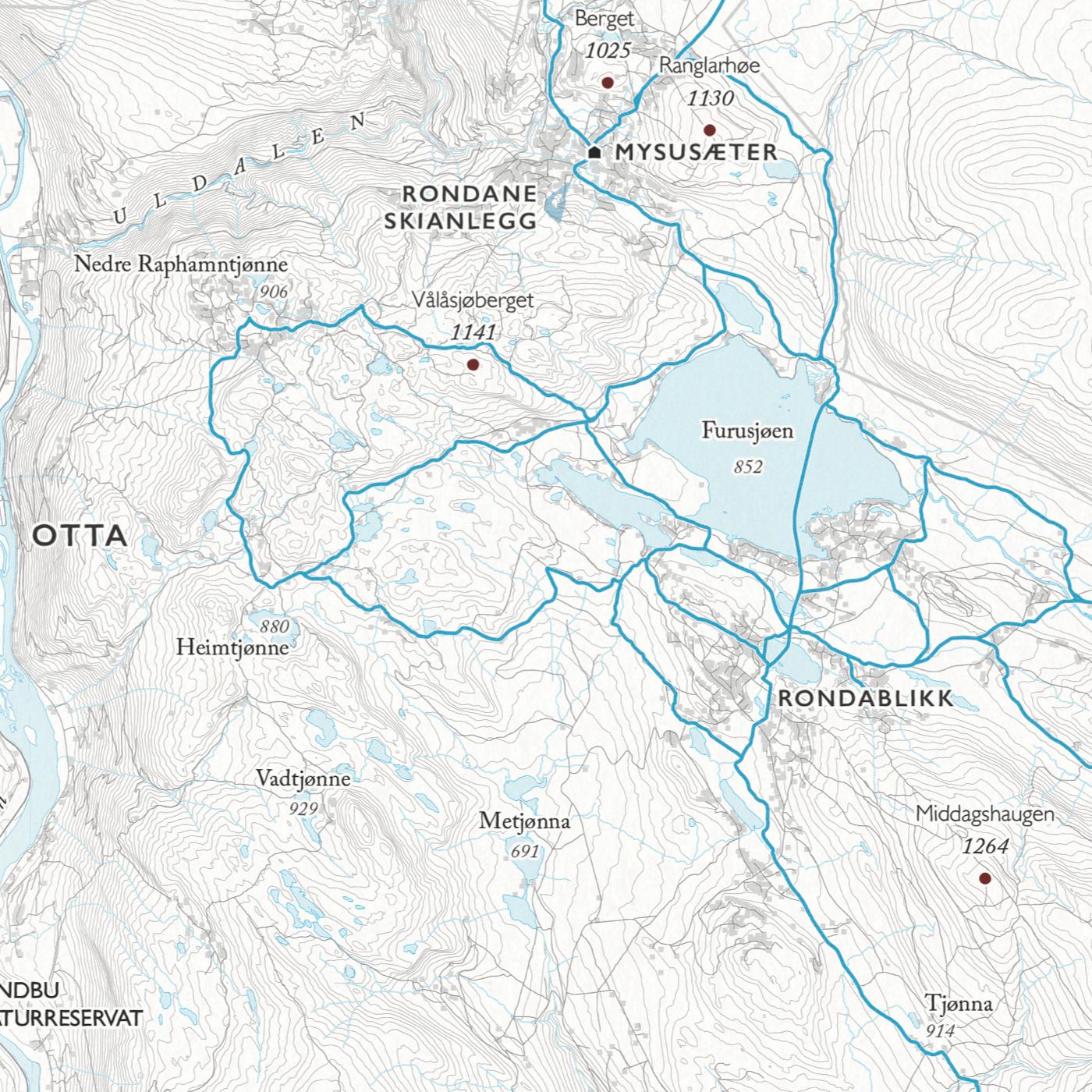 Skikart Rondane (50x70 cm)-Maps-Dapamaps-Hyttefeber