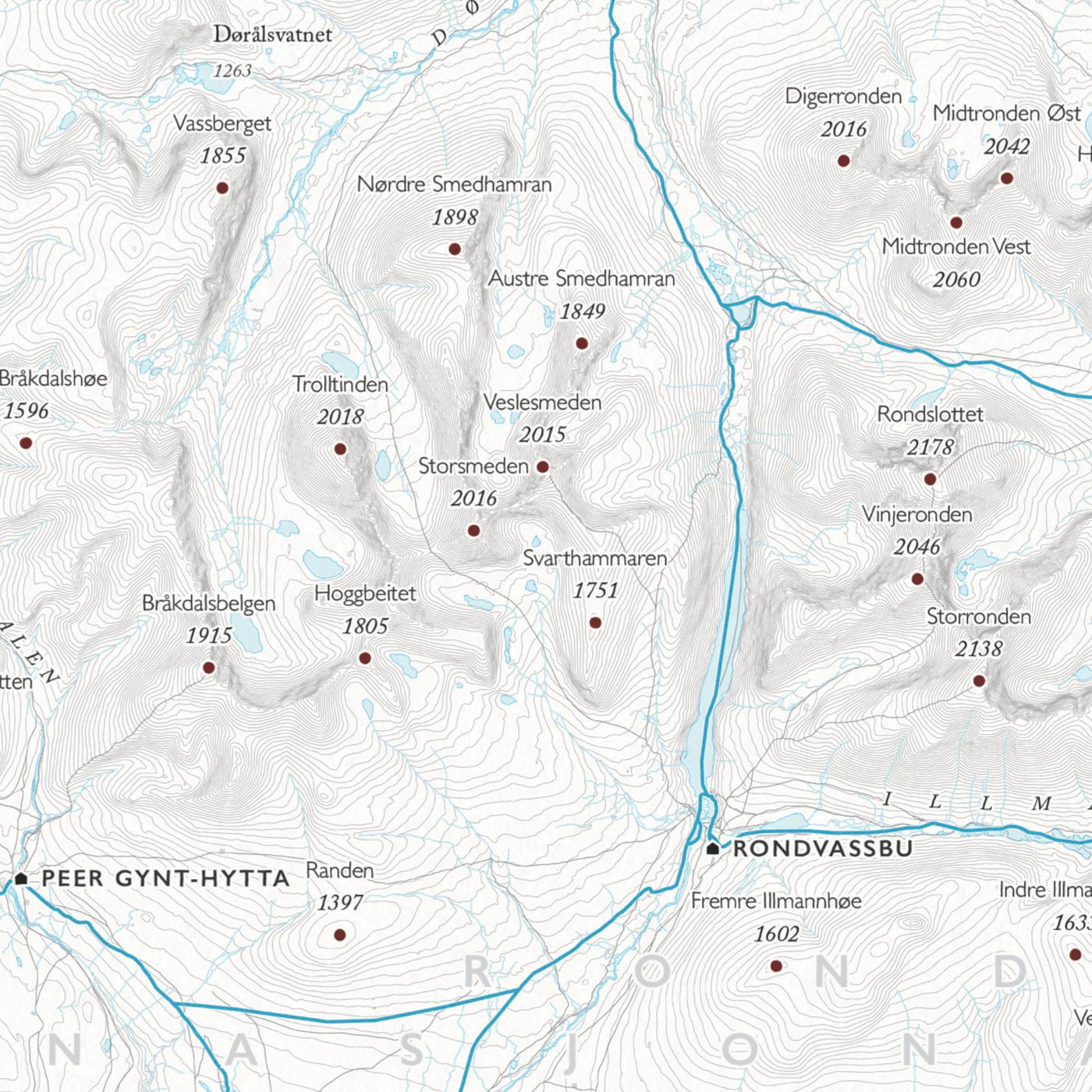 Skikart Rondane (50x70 cm)-Maps-Dapamaps-Hyttefeber