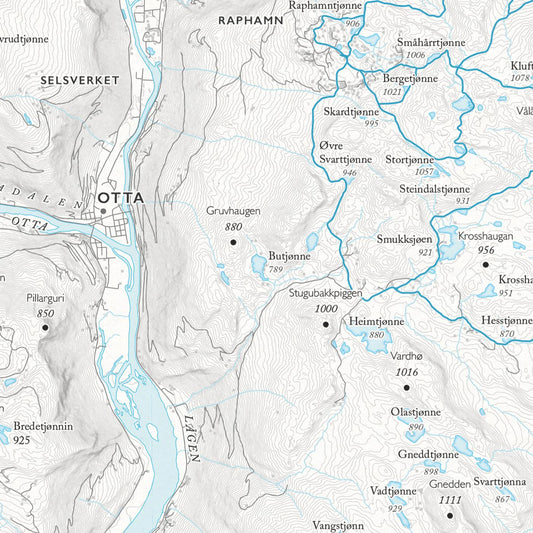 Skikart Rondane sør (50x70cm)-Maps-Dapamaps-Hyttefeber