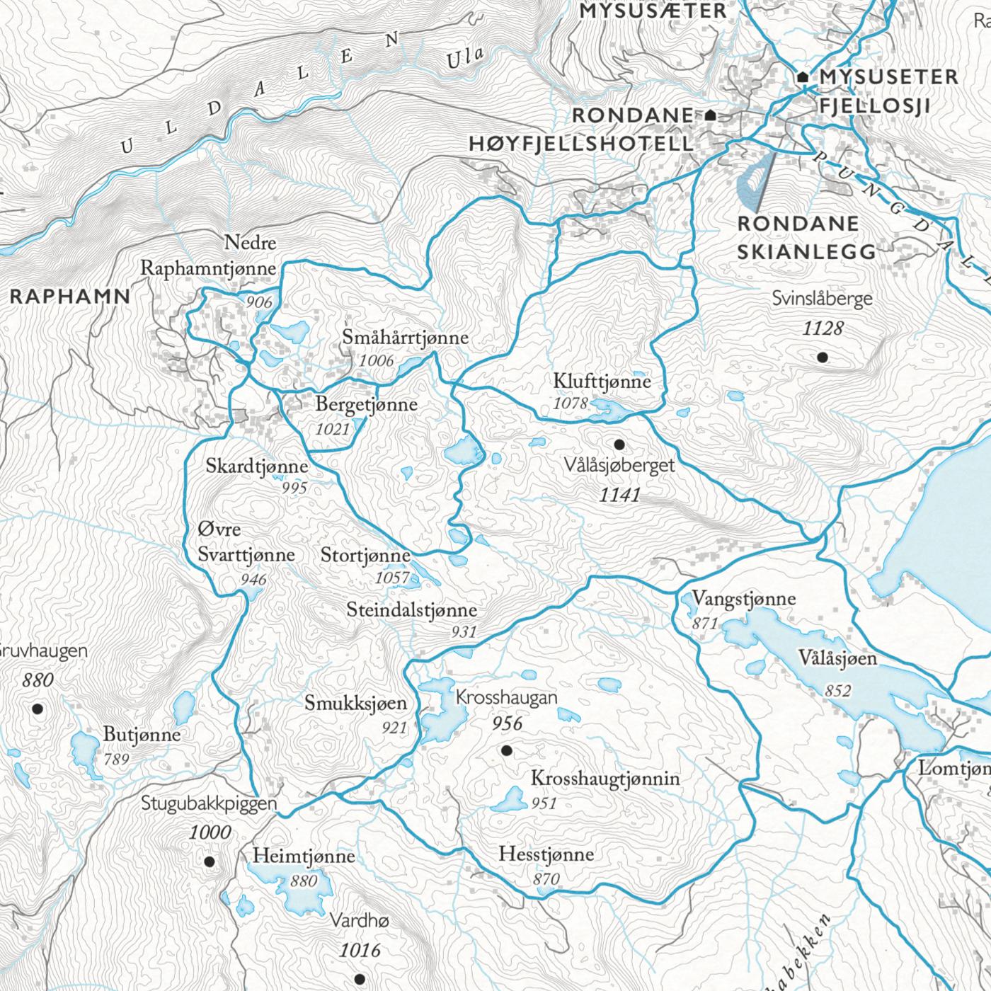 Skikart Rondane sør (50x70cm)-Maps-Dapamaps-Hyttefeber