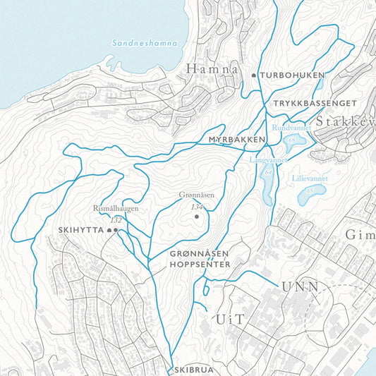 Skikart Tromsø (50x70 cm)-Maps-Dapamaps-Hyttefeber