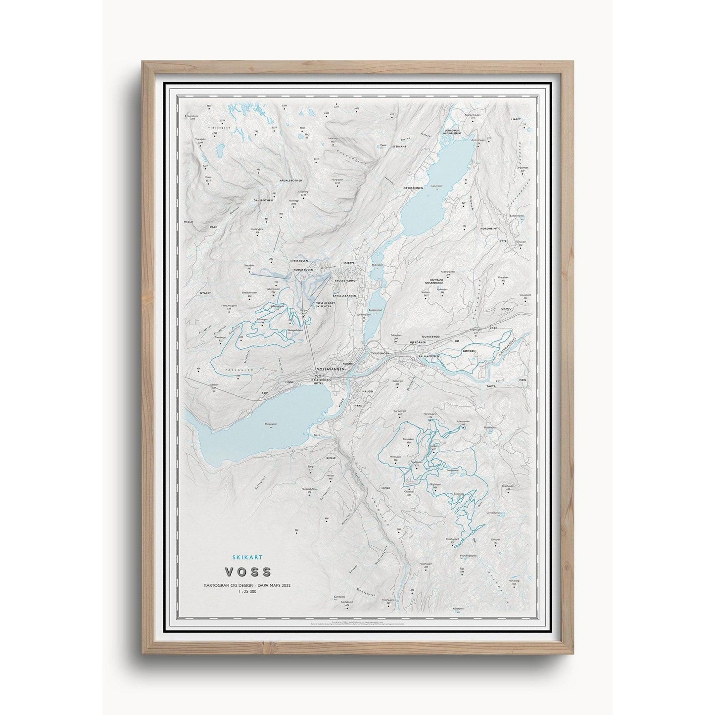 Skikart Voss (50x70 cm)-Maps-Dapamaps-Hyttefeber